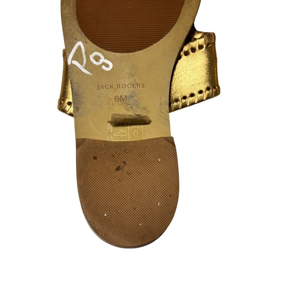 Jack Rogers Jacks Flat Metallic Gold Leather Thong Sandals Womens 6M 1121 - Picture 8 of 9